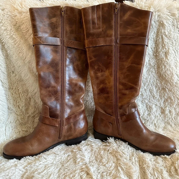 MATISSE Anthropologie 6.5 WIDE CALF Leather Militia Tall Riding Boot Distressed - Picture 7 of 16